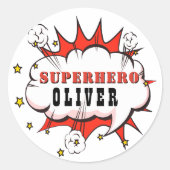 Sticker Rond Superhero Comic Discours Bubble Boy Classic Round (Devant)