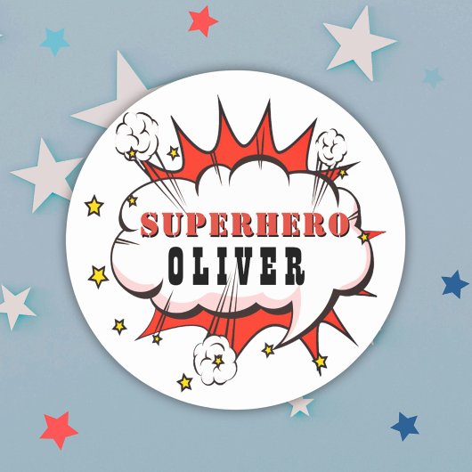 Sticker Rond Superhero Comic Discours Bubble Boy Classic Round