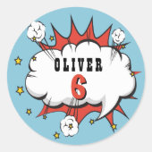 Sticker Rond Superhero Comic Speech Bubble Boy Anniversaire (Devant)