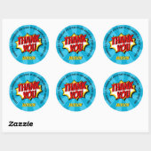 Sticker Rond Superhero Comic Style Garçon Anniversaire Merci bl (Feuille)