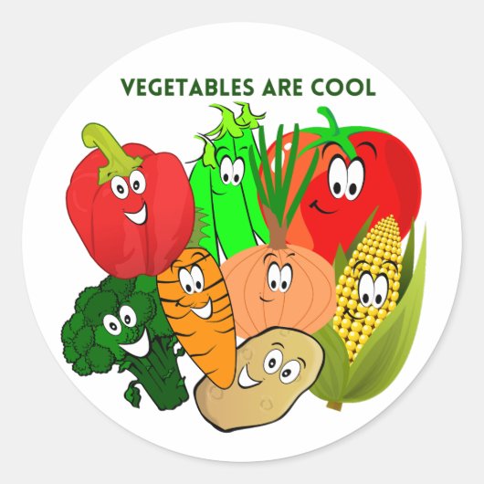 Sticker Rond Superhero, légumes colorés (Devant)