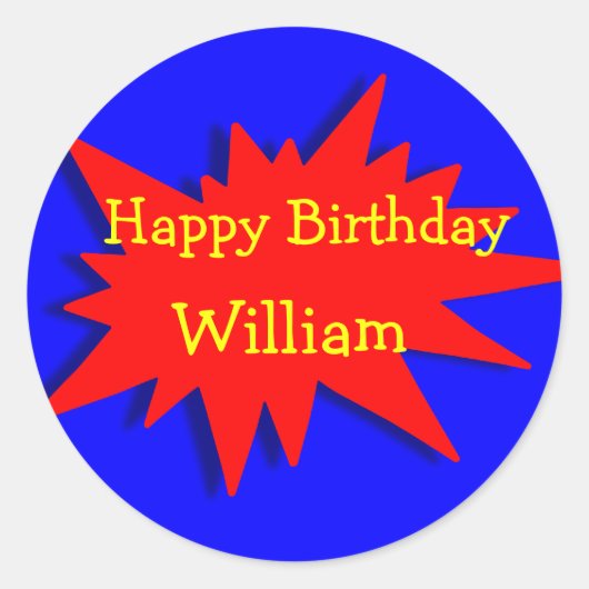 Sticker Rond Superhero Party Thème Rouge Bleu (Devant)