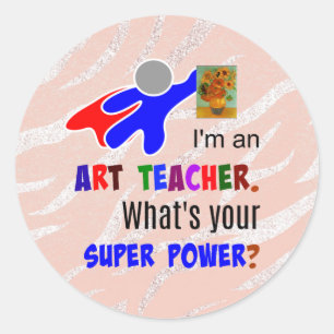Sticker Rond Superhero professeur d'art
