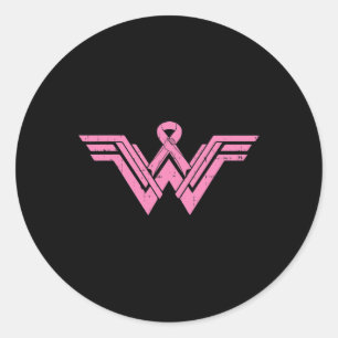 Sticker Rond Superhero rose Ruban Brebis Sensibilisation au can
