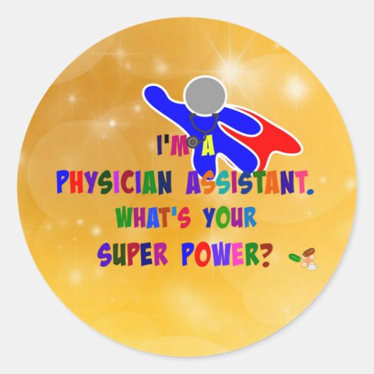 Sticker Rond Superhéros adjoint de médecin (Devant)