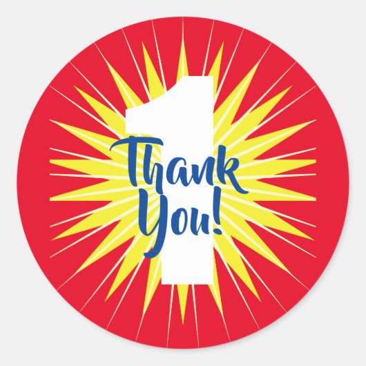 Sticker Rond Superhéros magnifique 1er anniversaire fête des en (Devant)