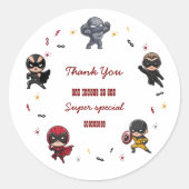 Sticker Rond Superhéros mignon pour l'anniversaire secourt (Devant)
