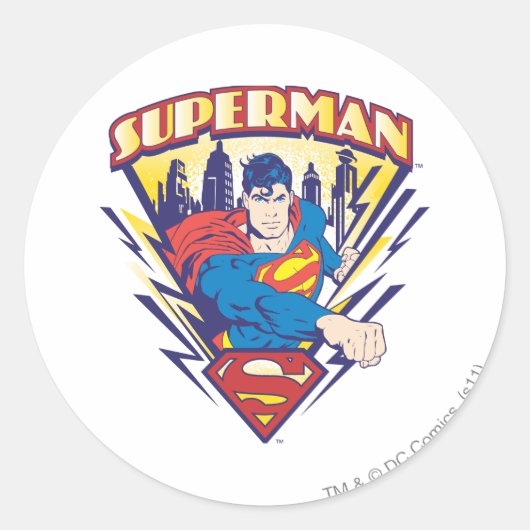 Sticker Rond Superman avec électricité (Devant)