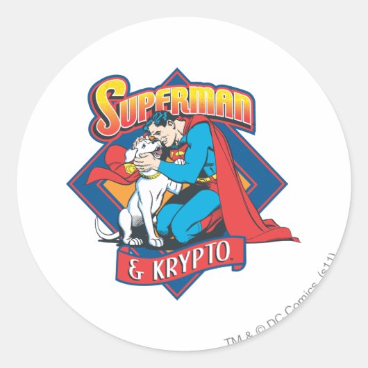 Sticker Rond Superman avec Krypto (Devant)
