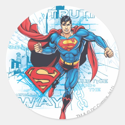 Sticker Rond Superman avec logo (Devant)