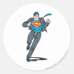 Sticker Rond Superman en business Garb