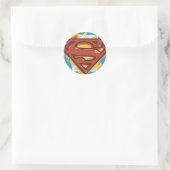 Sticker Rond Superman S-Shield | Logo Arrière - plan bleu peint (Sac)