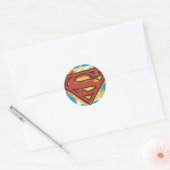 Sticker Rond Superman S-Shield | Logo Arrière - plan bleu peint (Enveloppe)
