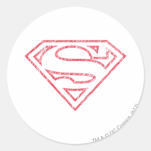 Sticker Rond Superman S-Shield | Logo en ligne rouge (Devant)