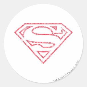 Sticker Rond Superman S-Shield   Logo en ligne rouge