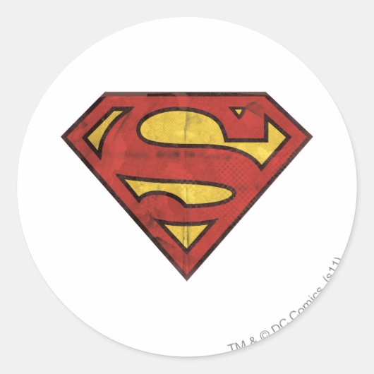 Sticker Rond Superman S-Shield | Logo Grunge (Devant)