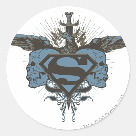 Sticker Rond Superman Stylisé | Crânes - Logo bleu (Devant)