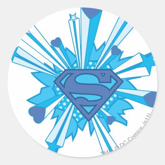 Sticker Rond Superman Stylisé | Logo Coeurs du Bouclier bleu (Devant)