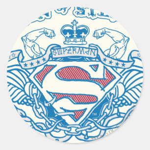 Sticker Rond Superman Stylisé  Logo d'armoiries et d'ailes