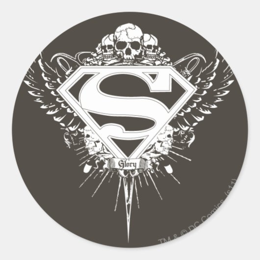 Sticker Rond Superman Stylisé | Logo de l'Arrière - plan Brown  (Devant)
