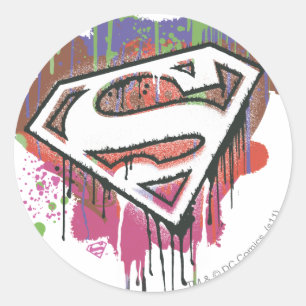Sticker Rond Superman Stylisé   Logo de l'innocence tordue