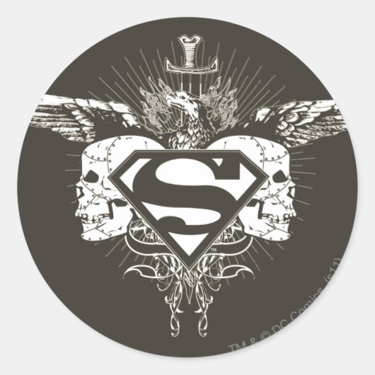 Sticker Rond Superman Stylisé | Logo des crânes foncés (Devant)