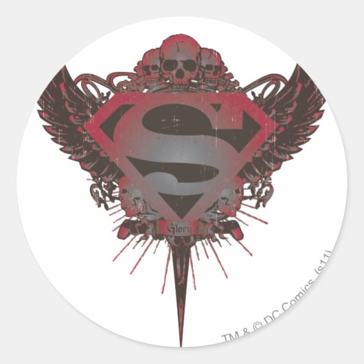 Sticker Rond Superman Stylisé | Logo du crâne et des ailes (Devant)