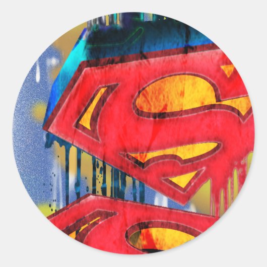 Sticker Rond Superman Stylisé | Logo Urban Spraypaint (Devant)