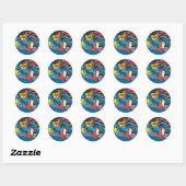 Sticker Rond Superman & Supergirl Flying (Feuille)