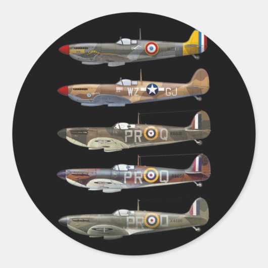Sticker Rond Supermarine Spitfire is a British WW2 fighter (Devant)