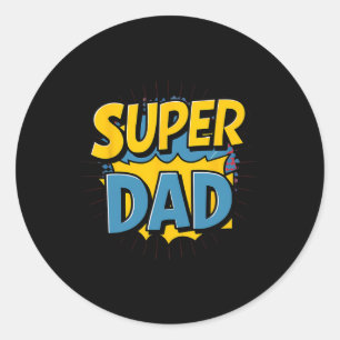 Sticker Rond Superpapa Drôle Super-héros Papa Conception Costum