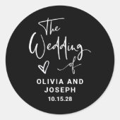 Sticker Rond Superposition moderne en noir et blanc | Mariage (Devant)