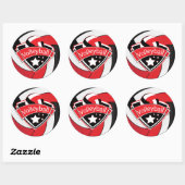 Sticker Rond Superstar de volley-ball rouge, blanc et noir (Feuille)