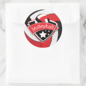 Sticker Rond Superstar de volley-ball rouge, blanc et noir (Sac)
