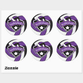 Sticker Rond Superstar de volley-ball violet, blanc et noir (Feuille)