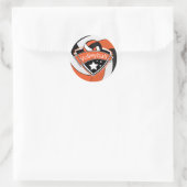 Sticker Rond Superstar de volleyball orange, blanc et noir (Sac)