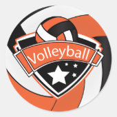 Sticker Rond Superstar de volleyball orange, blanc et noir (Devant)