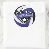 Sticker Rond Superstar du volley-ball bleu, blanc et noir (Sac)