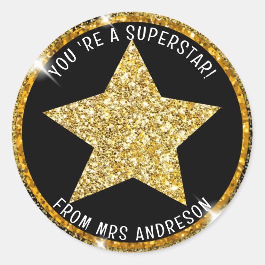 Sticker Rond Superstar personnalisée Prix de l'enseignant (Devant)