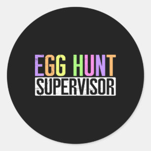 Sticker Rond Superviseur de chasse aux oeufs - Partie de chasse