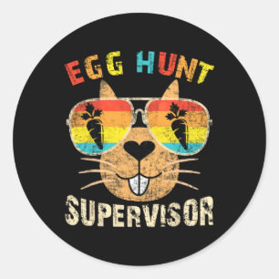 Sticker Rond Superviseur de chasse aux oeufs Retro Groupe de ch