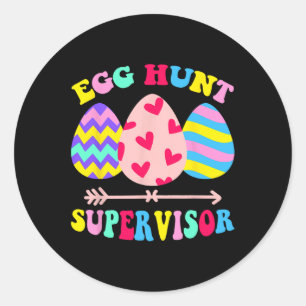 Sticker Rond Superviseur de chasse aux oeufs Retro Groupe de ch
