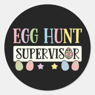 Sticker Rond Superviseur de la chasse aux oeufs de Pâques Famil