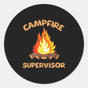 Sticker Rond Superviseur des feux de camp Camping extérieur Feu