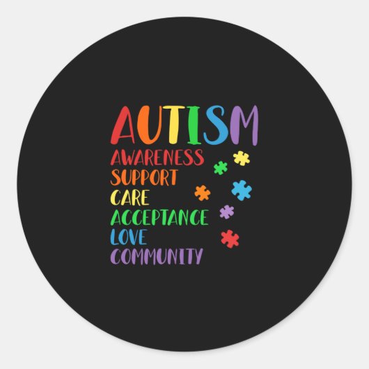 Sticker Rond Support Acceptance Ally Autism (Devant)