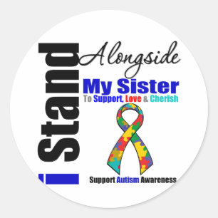Sticker Rond Support de l'autisme I à côté de ma soeur