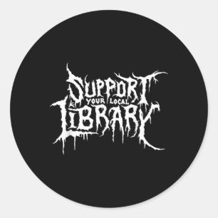 Sticker Rond Support de votre bibliothèque locale Horror Bookwo