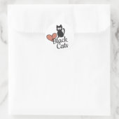 Sticker Rond Support des chats noirs | Carton mignon (Sac)