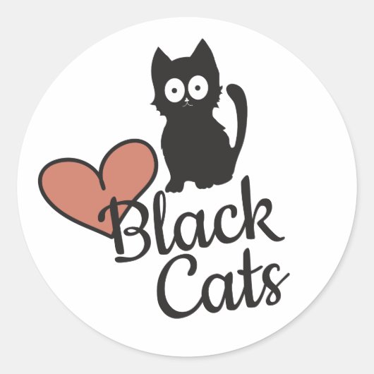 Sticker Rond Support des chats noirs | Carton mignon (Devant)
