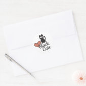Sticker Rond Support des chats noirs | Carton mignon (Enveloppe)